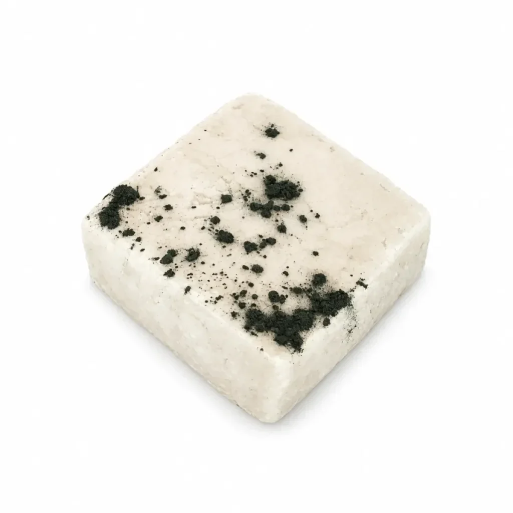 champu solido metodo curly nitx con espirulina sobre fondo blanco