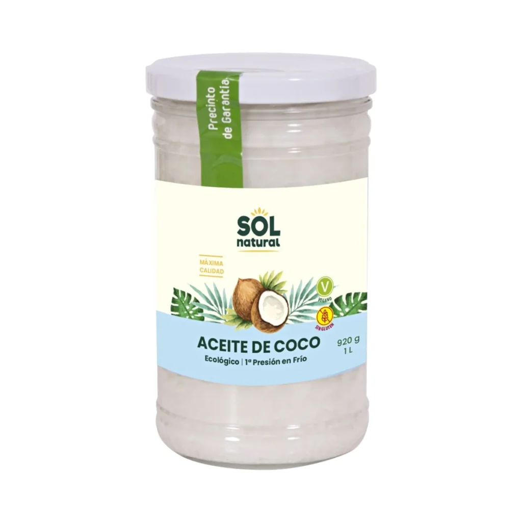 tarro familiar de aceite de coco virgen extra ecológico sol natural 1 l