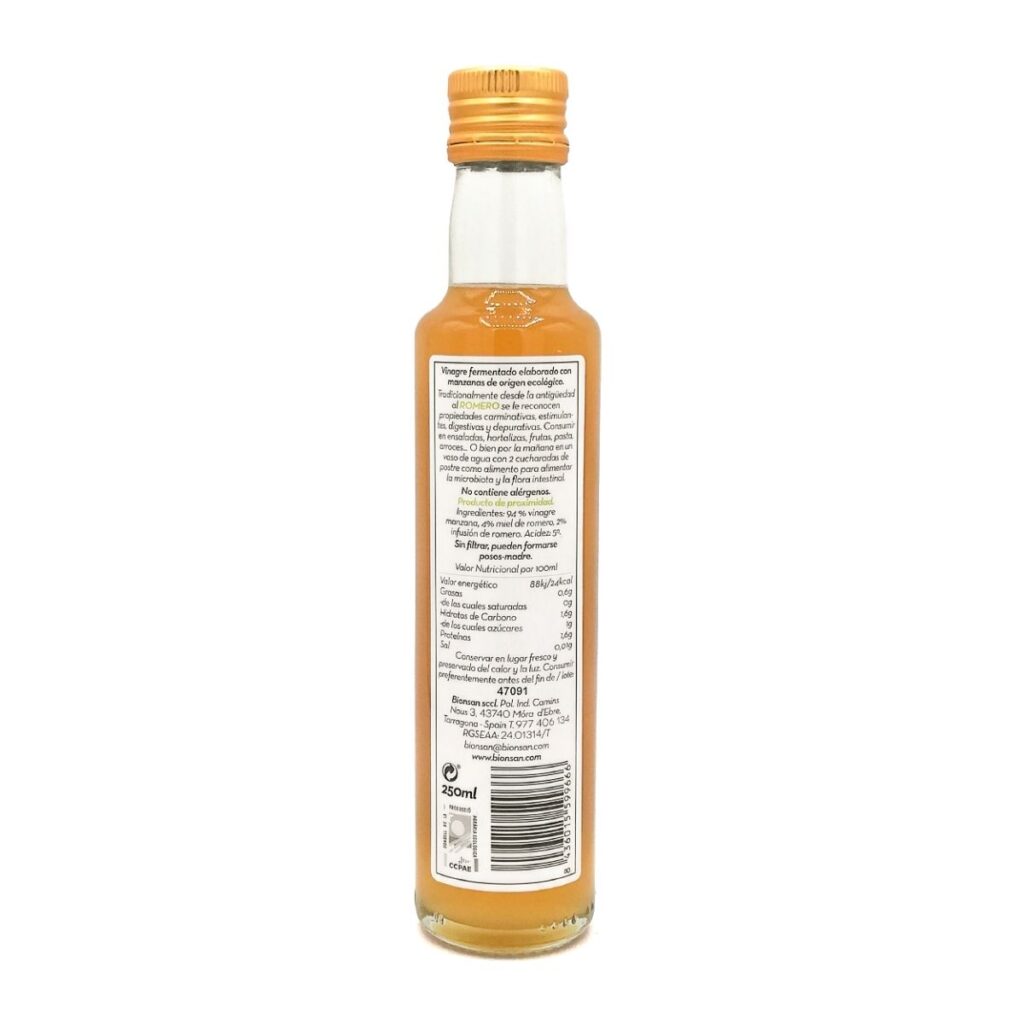Vinagre de Manzana con Miel y Romero Ingredientes