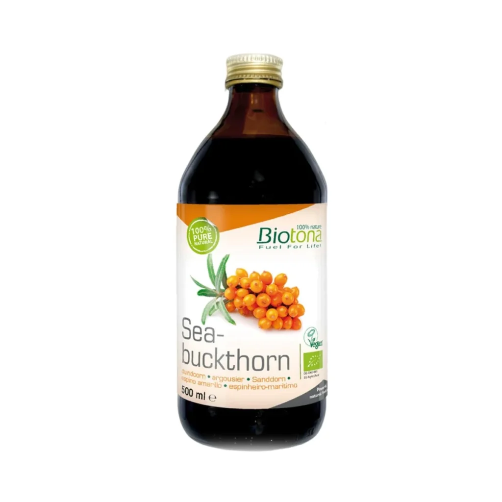 botella de cristal de jugo de espino amarillo ecológico biotona 500 ml