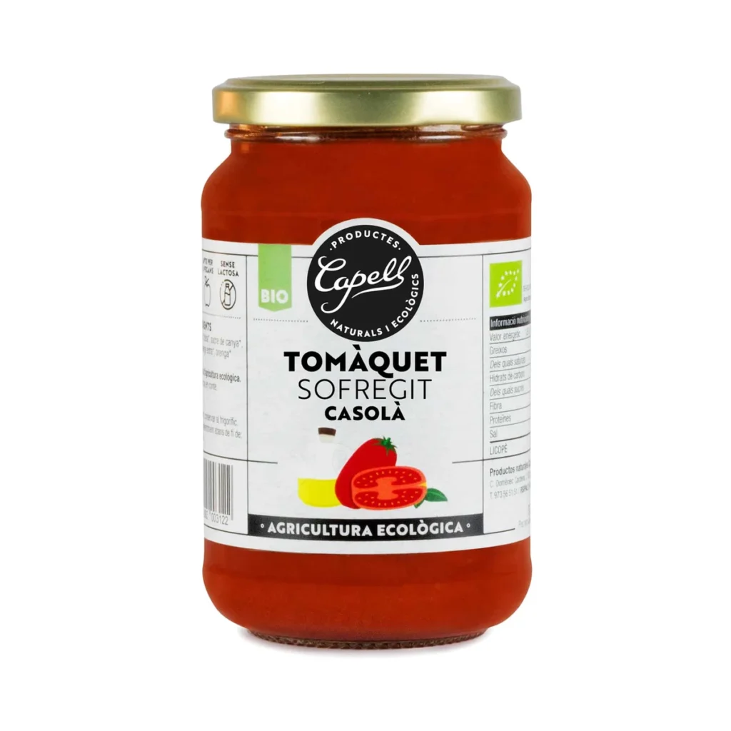 frasco de cristal de tomate sofrito casero 350 g bio de capell
