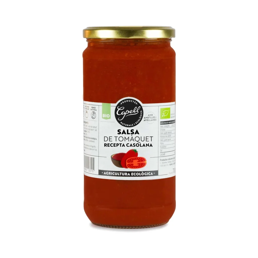 frasco de cristal de salsa de tomate casera 700 g bio de capell