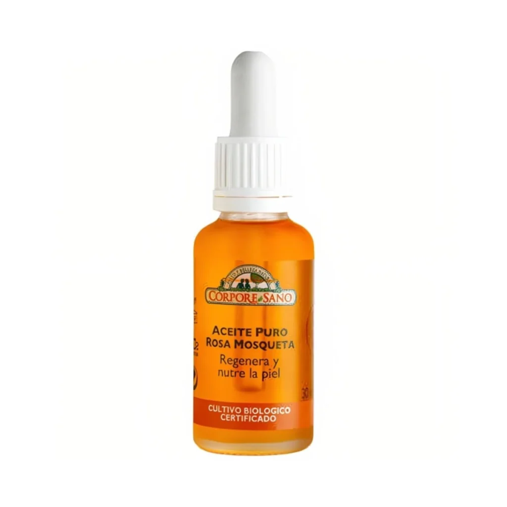 aceite de rosa mosqueta puro bio de corpore sano en frasco cuentagotas de cristal de 30 ml