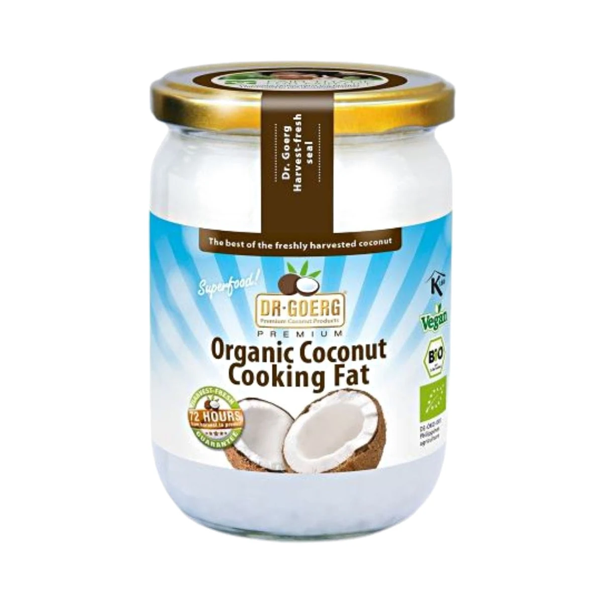 tarro de cristal de aceite de coco premium para cocinar ecológico dr. goerg 500 ml