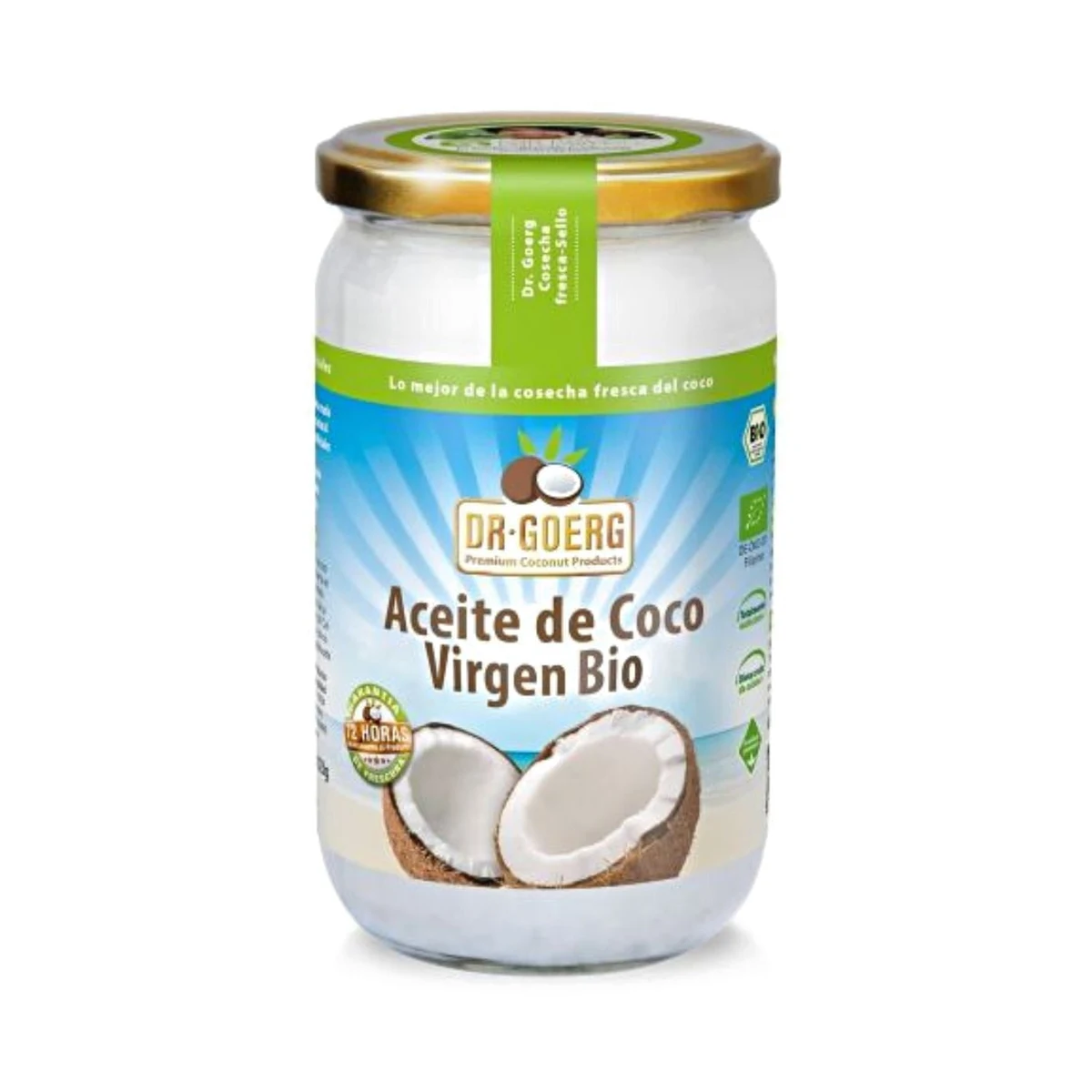 tarro de cristal de aceite de coco virgen extra 200 ml bio de dr. goerg