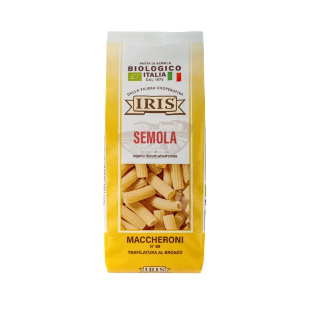 bolsa de maccheroni de sémola de trigo duro ecológica iris 500 g