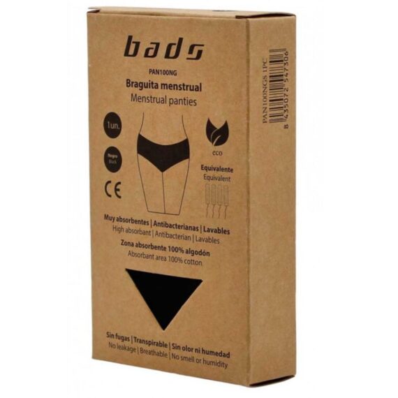 Braguita Menstrual Negra con Costura Talla L