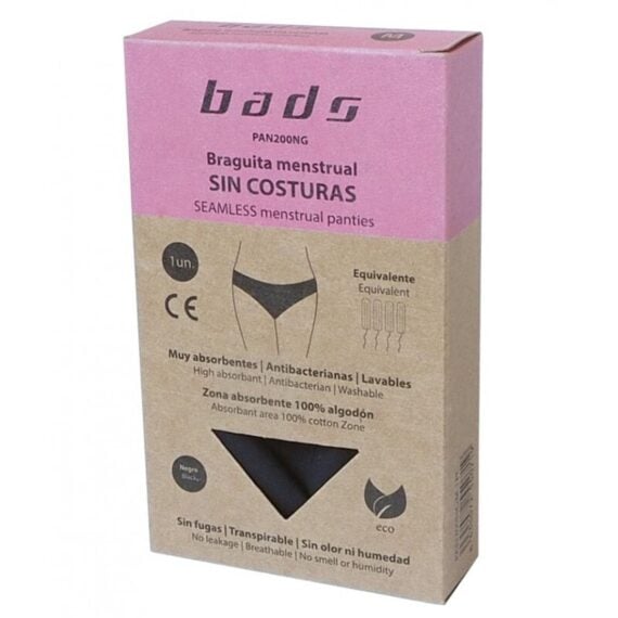 Braguita Menstrual Negra Sin Costura Talla 2XL