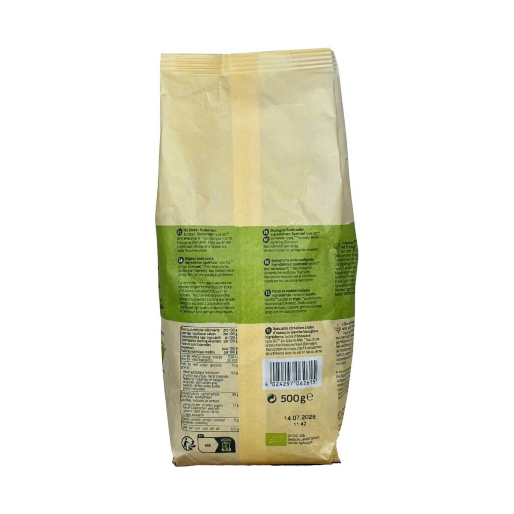 Macarrones de Espelta 500g Información