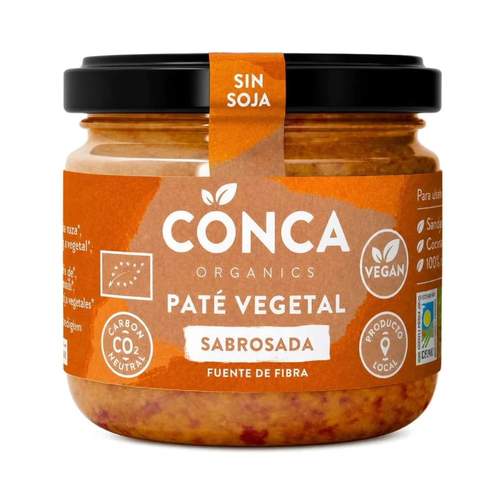 tarro de cristal de paté sabrosada vegetal 110 g bio de conca organics