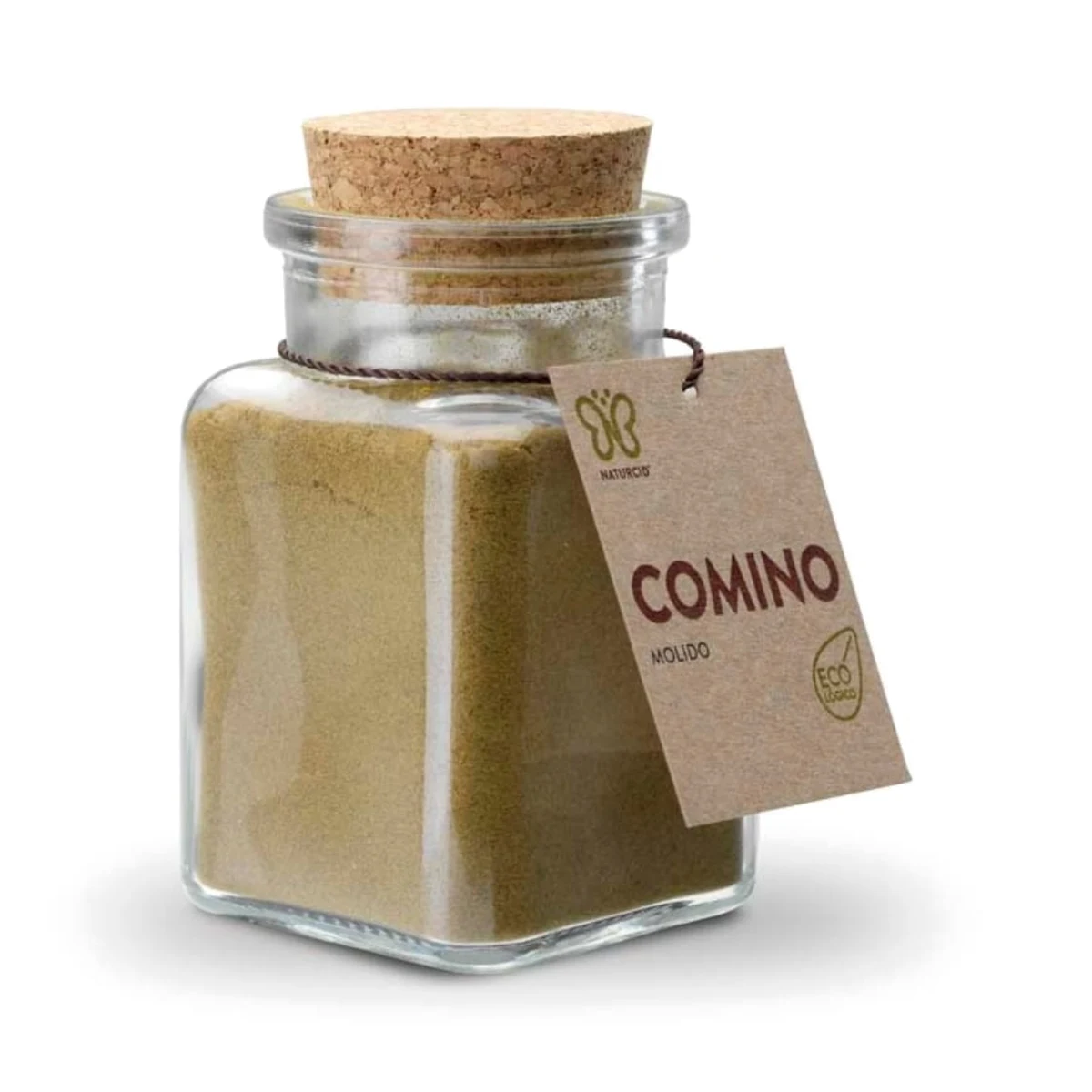 tarro de cristal con tapón de corcho de comino molido ecológico naturcid