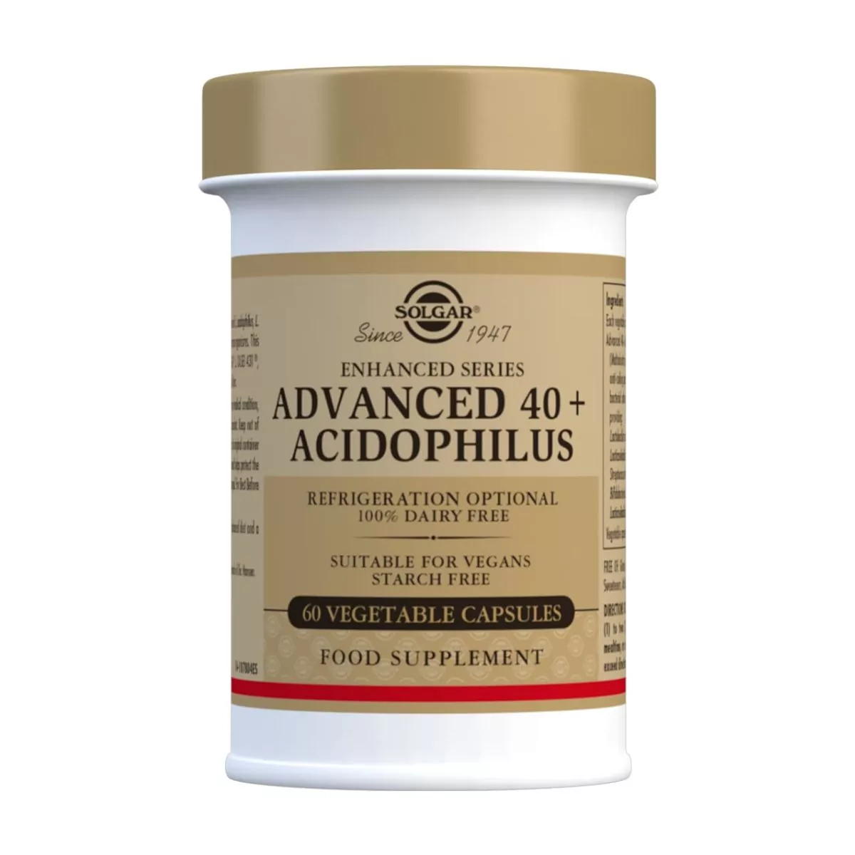 40 Plus Acidophilus Avanzado – 60 Cápsulas Veganas
