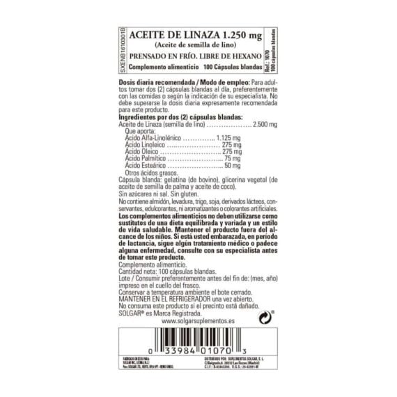 Aceite de Linaza 1250 mg - 100 Perlas
