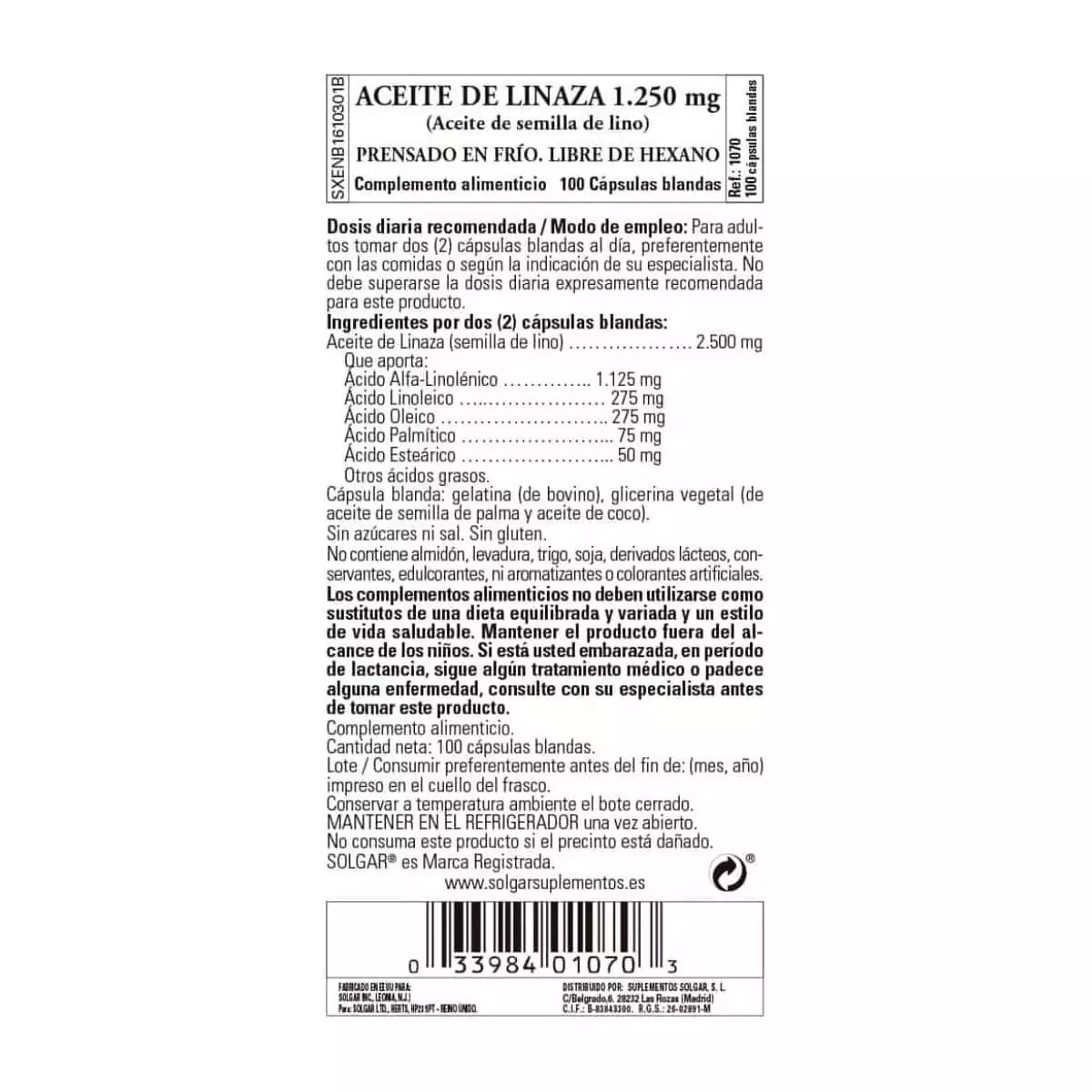 Aceite de Linaza 1250 mg – 100 Perlas