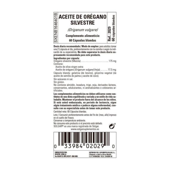 Aceite de Orégano Silvestre - 60 Perlas