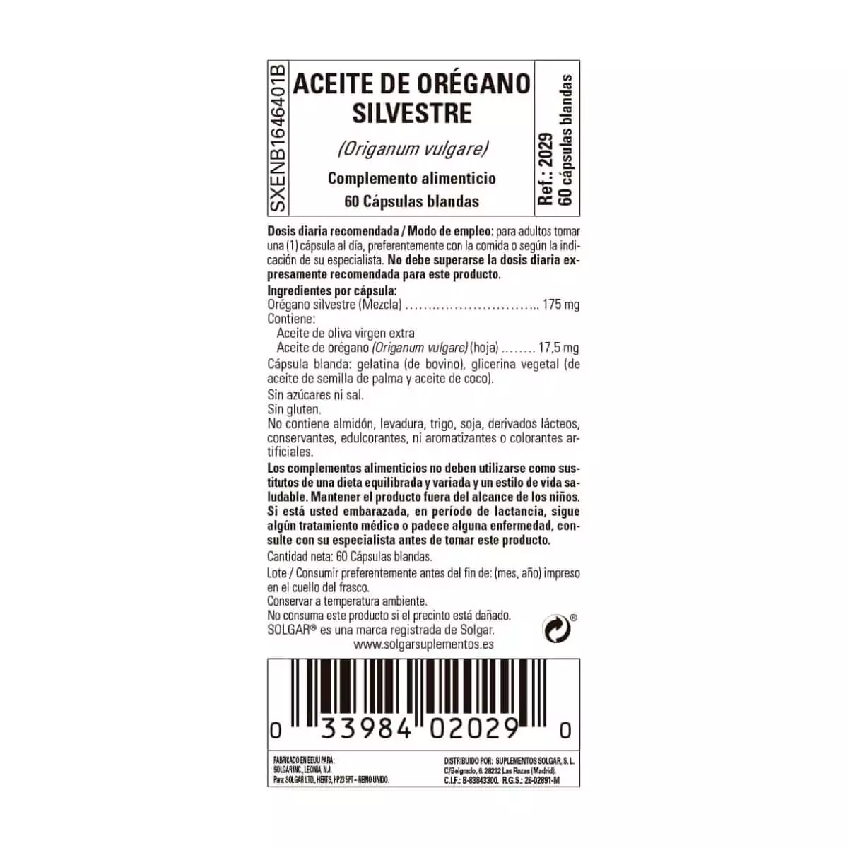 Aceite de Orégano Silvestre – 60 Perlas