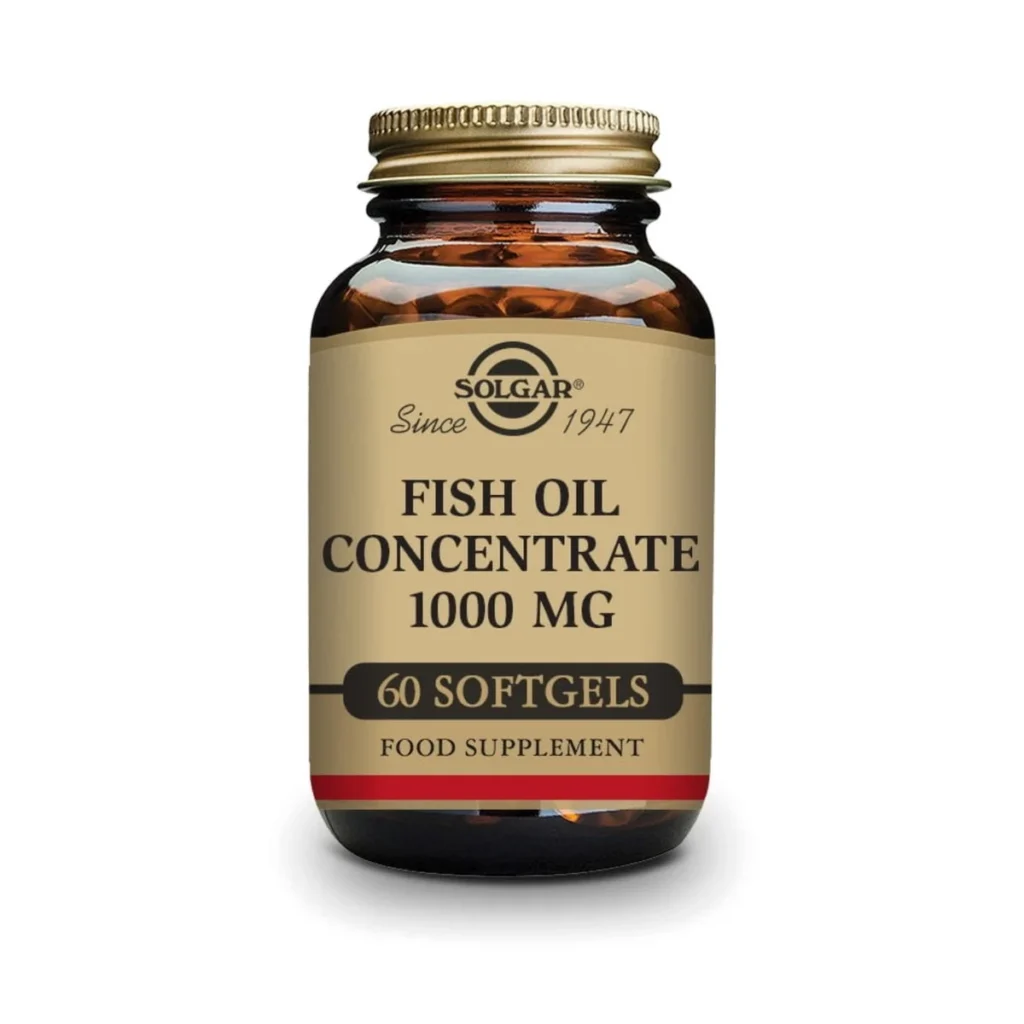 bote de aceite de pescado concentrado 1000 mg - 60 cápsulas blandas solgar