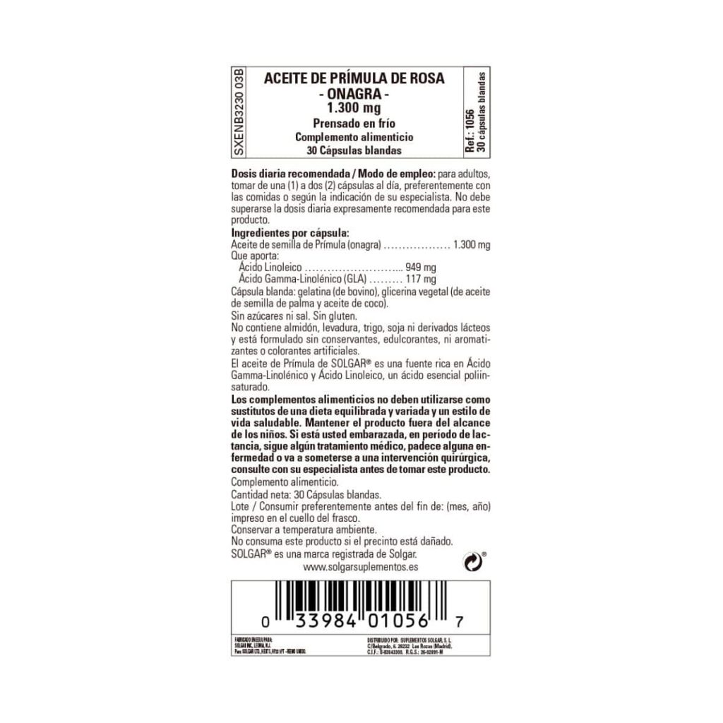 Aceite de Prímula Rosa 1300 mg - 30 Perlas detalle 1