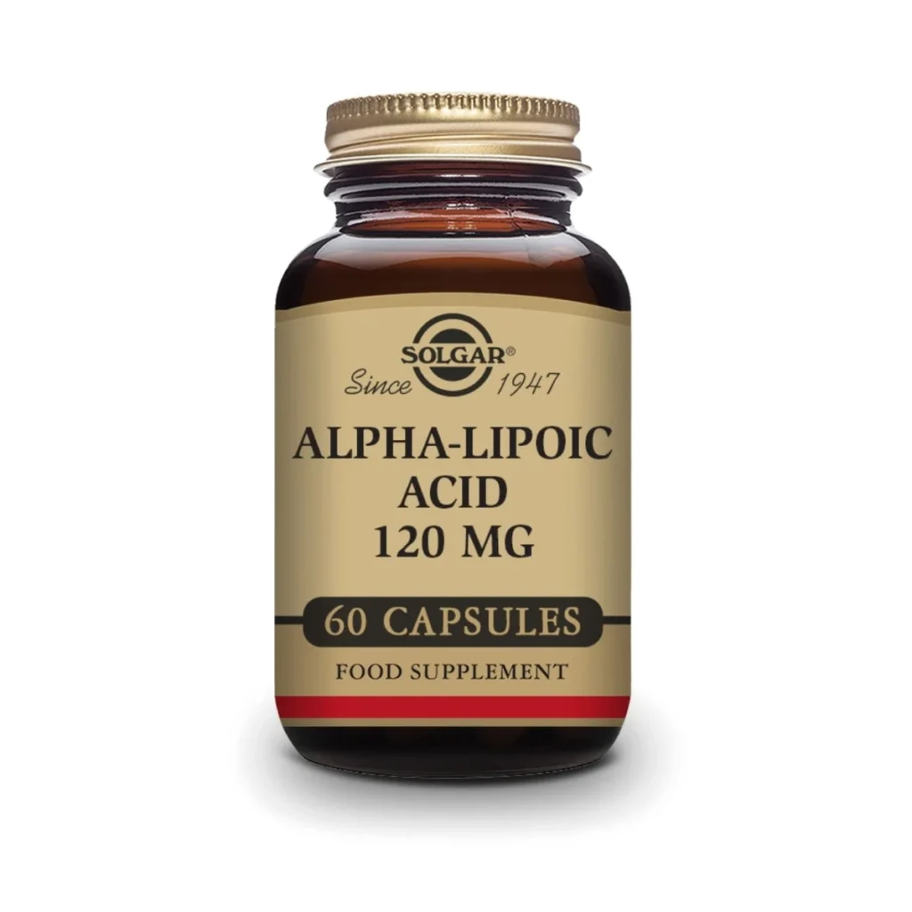 bote de ácido alfalipoico 120 mg - 60 cápsulas veganas solgar