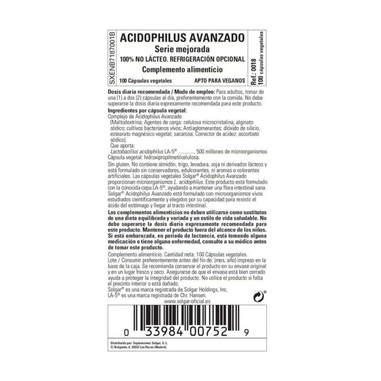 Acidophilus Avanzado – 100 Cápsulas Veganas