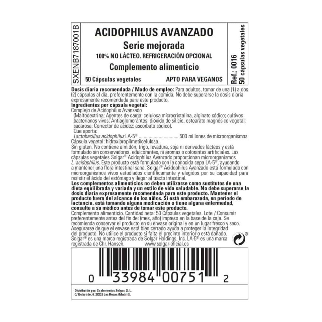 Acidophilus Avanzado - 50 Cápsulas Veganas detalle 2