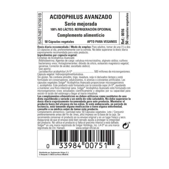 Acidophilus Avanzado - 50 Cápsulas Veganas