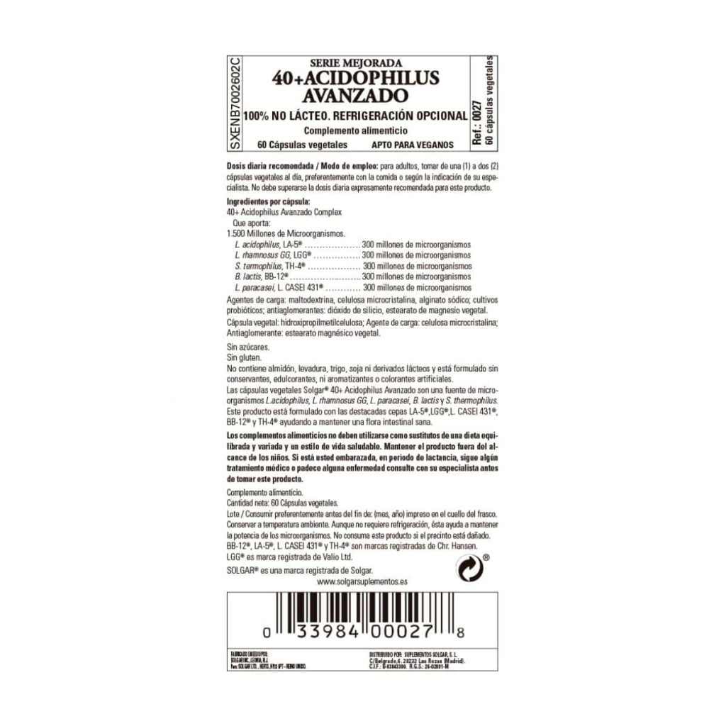Acidophilus Plus Avanzado - 60 Cápsulas Veganas detalle 2