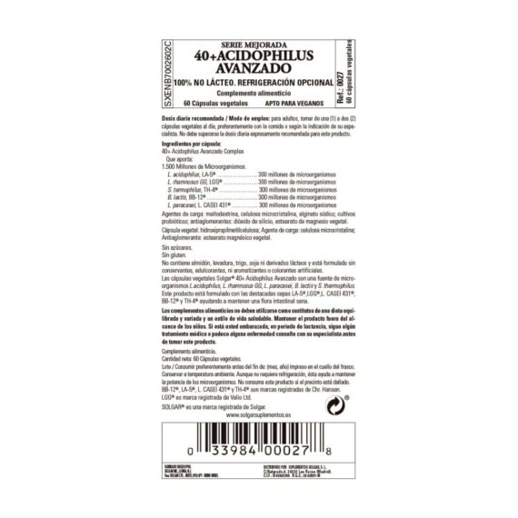 Acidophilus Plus Avanzado - 60 Cápsulas Veganas