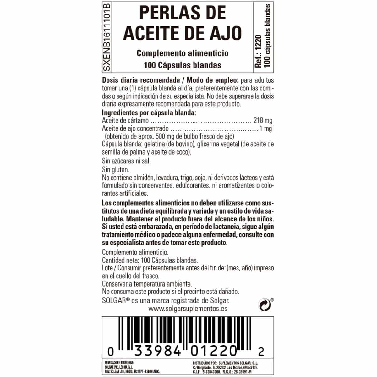 Aceite de Ajo  – 100 Perlas