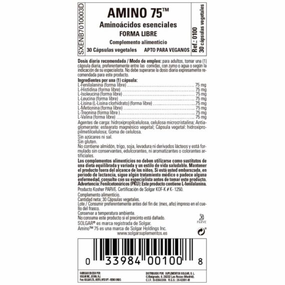 Amino 75 - 30 Cápsulas Veganas