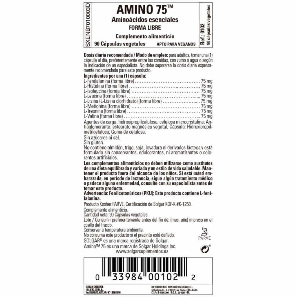Amino 75 - 90 Cápsulas Veganas detalle 1