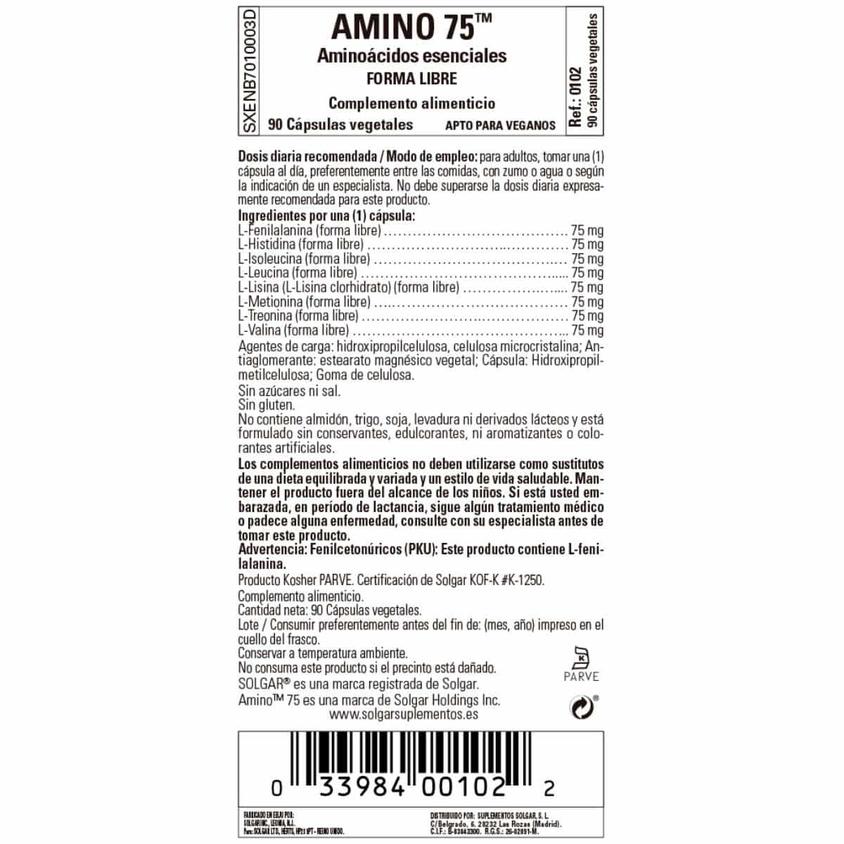 Amino 75 – 90 Cápsulas Veganas