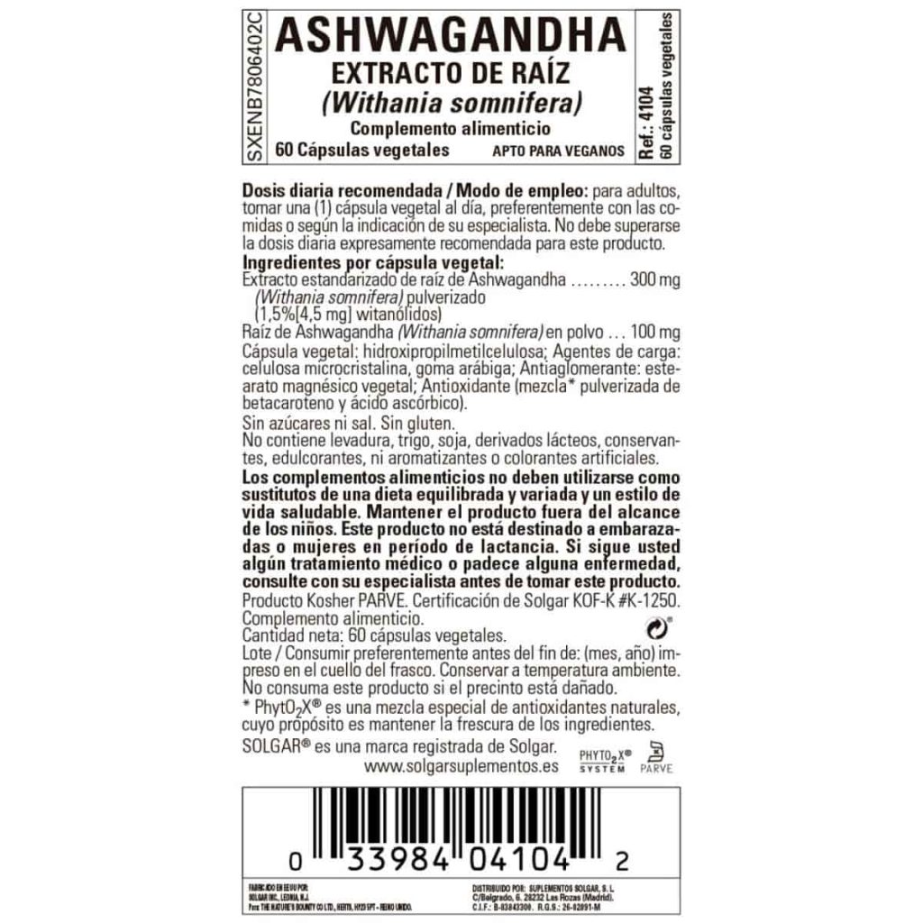 Ashwaganda - 60 Cápsulas Veganas detalle 1