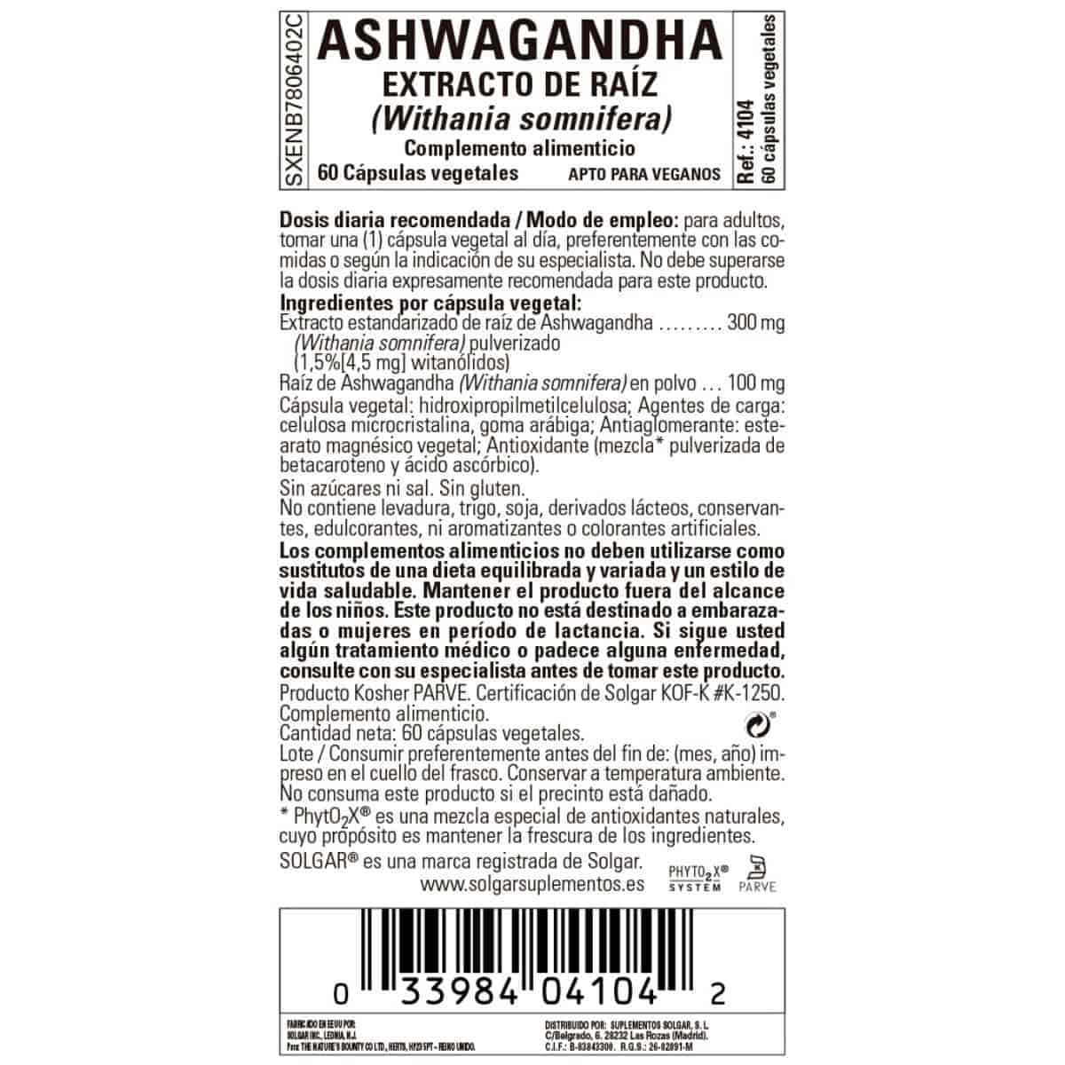 Ashwaganda – 60 Cápsulas Veganas