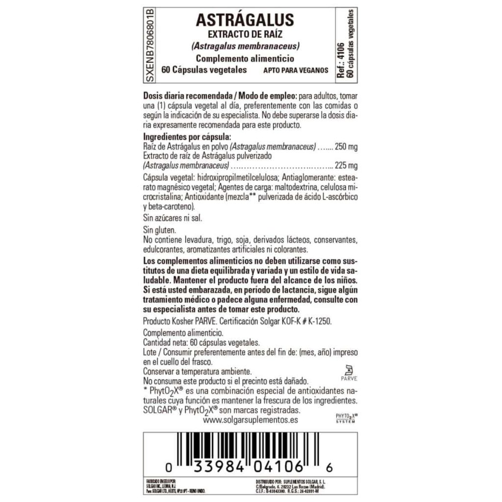 Astragalus Raíz - 60 Cápsulas Veganas detalle 1