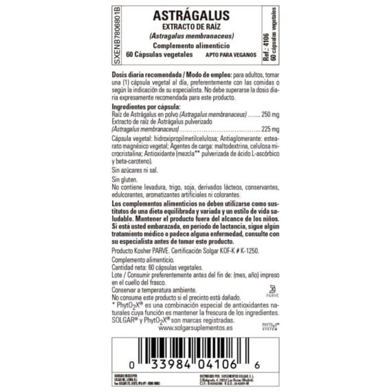 Astragalus Raíz - 60 Cápsulas Veganas