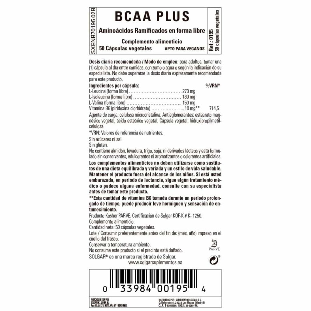 BCAA Plus - 50 Cápsulas Veganas detalle 1