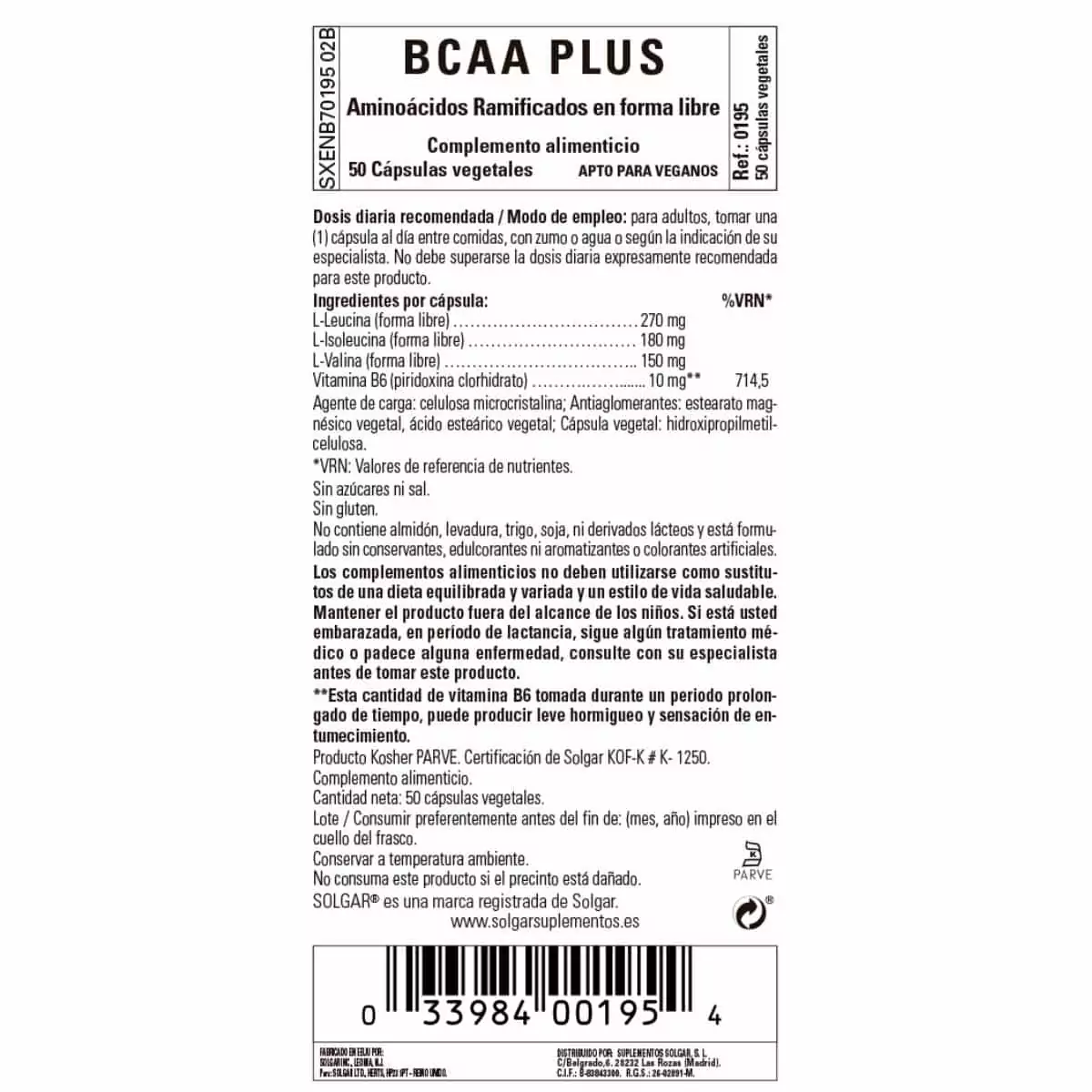 BCAA Plus – 50 Cápsulas Veganas