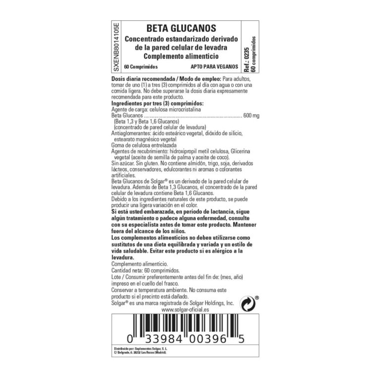 Beta 1,3 Glucanos – 600 Comprimidos