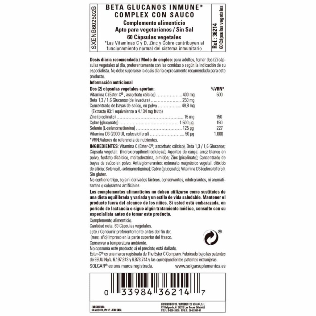 Beta Glucanos Complex - 60 Cápsulas Veganas detalle 1