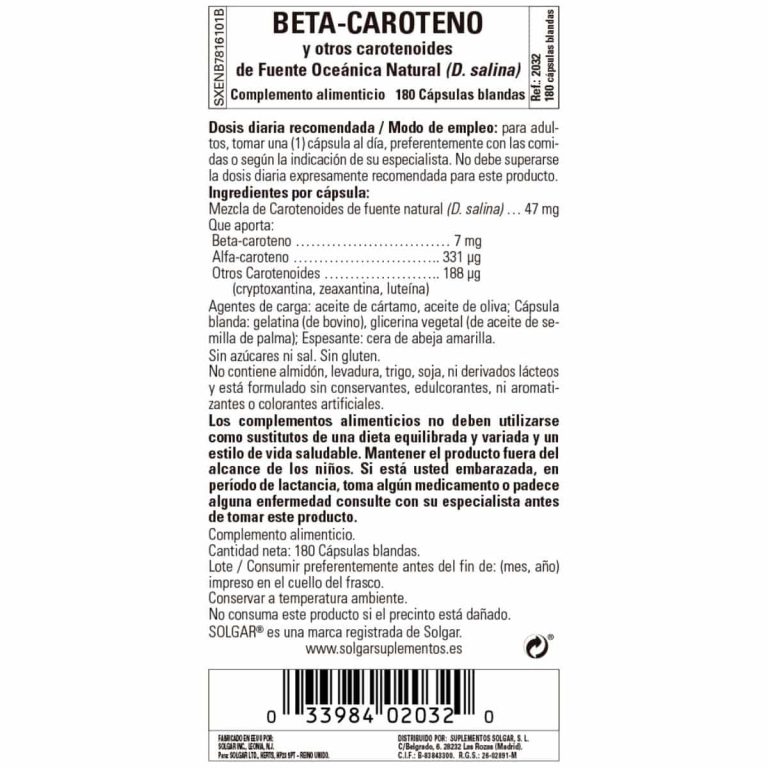 Betacaroteno Oceánico 7 mg – 180 Cápsulas Blandas