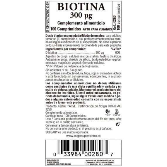 Biotina 300 cmg - 100 Comprimidos