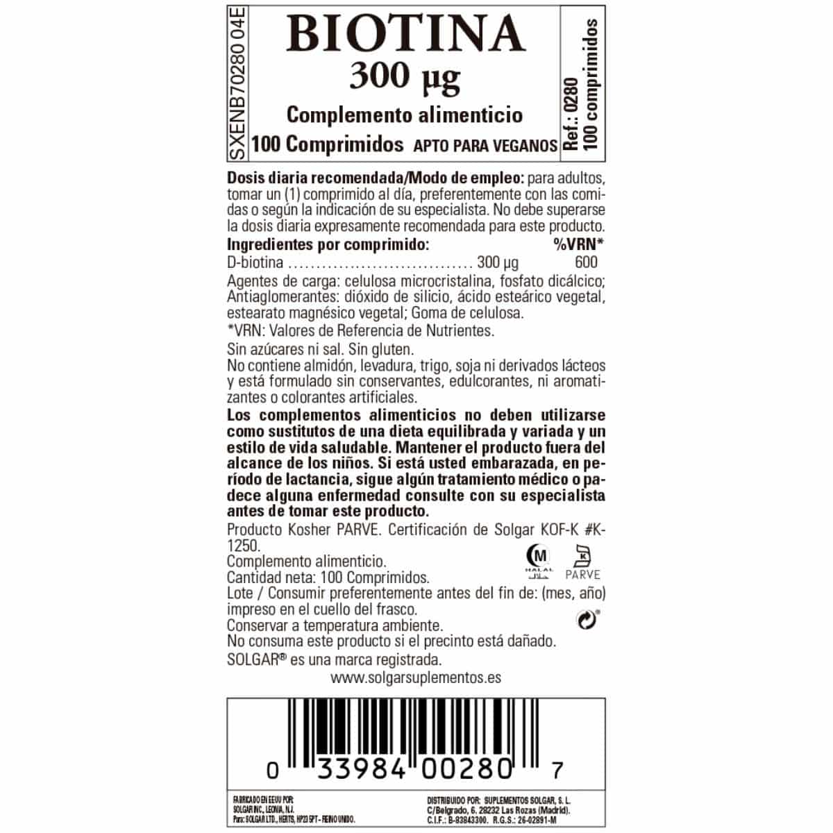 Biotina 300 cmg – 100 Comprimidos