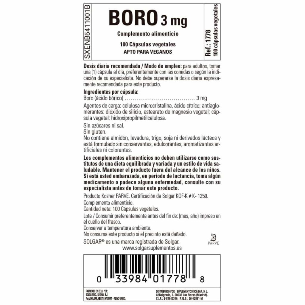 Boro 3 mg - 100 Cápsulas Veganas detalle 1