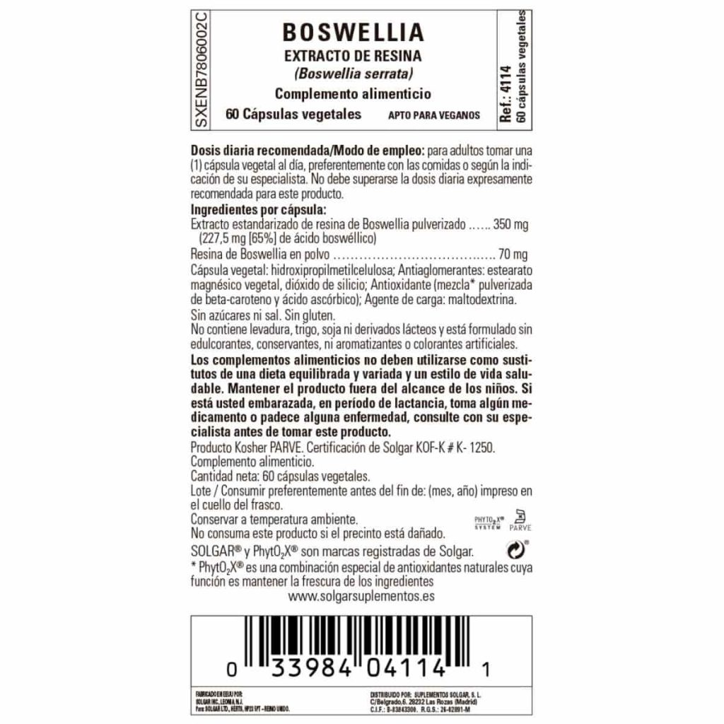 Boswellia Resina - 60 Cápsulas Veganas detalle 1