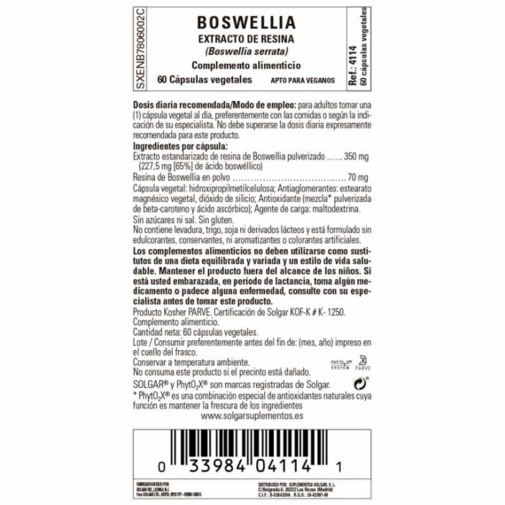 Boswellia Resina - 60 Cápsulas Veganas