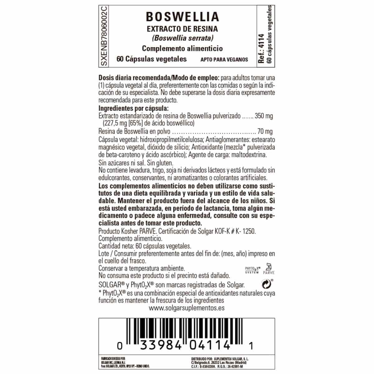 Boswellia Resina – 60 Cápsulas Veganas