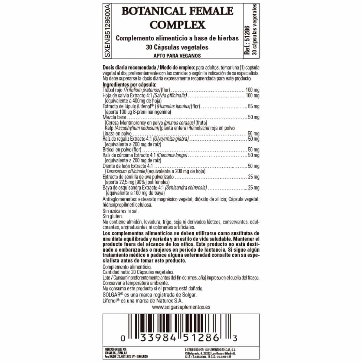 Botanical Female Complex – 30 Cápsulas Veganas