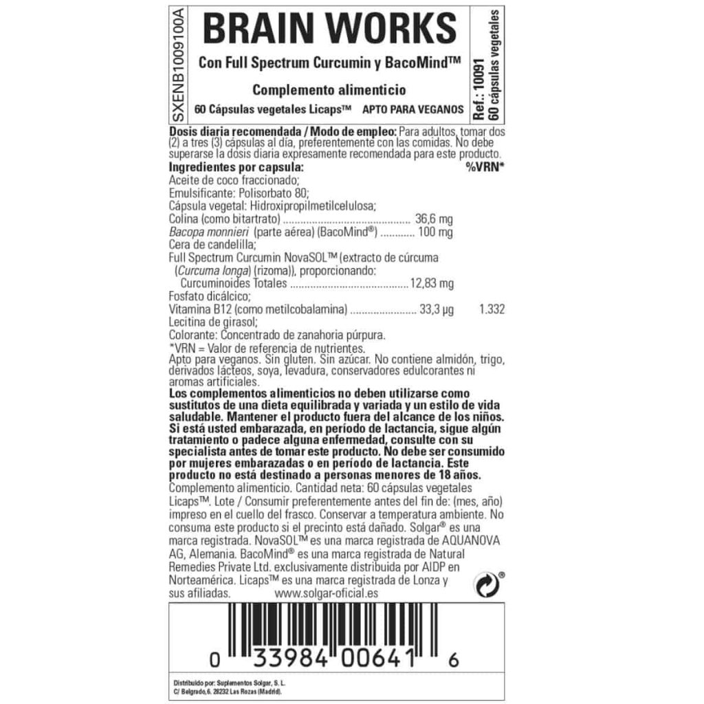 Brain Works - 60 Comprimidos detalle 1