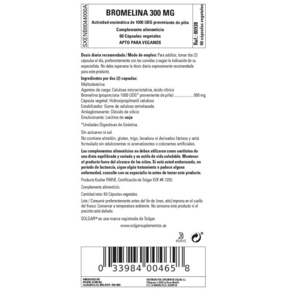 Bromelina 300 mg - 60 Cápsulas Veganas